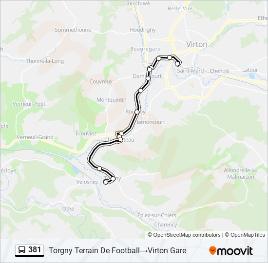 Plan de la ligne 381 de bus