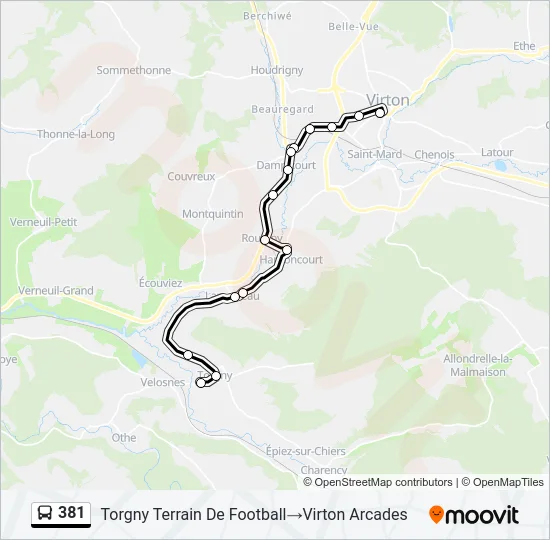 381 Bus Line Map