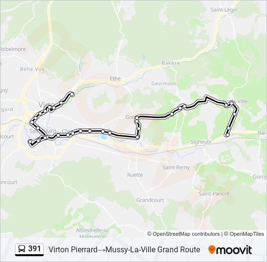 391 bus Line Map