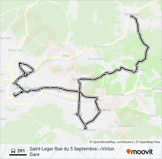 391 Bus Line Map