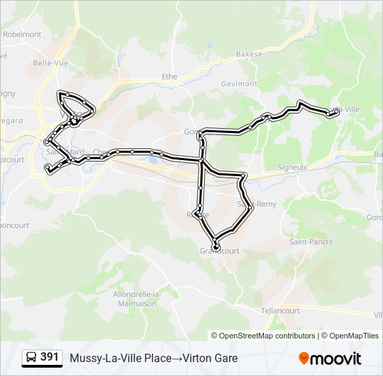 391 bus Line Map