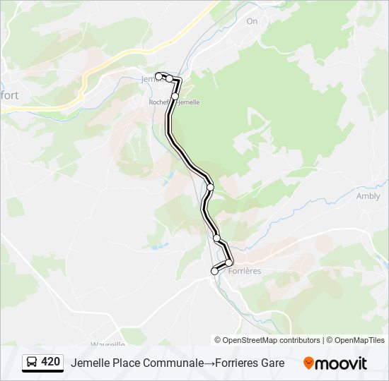 Plan de la ligne 420 de bus