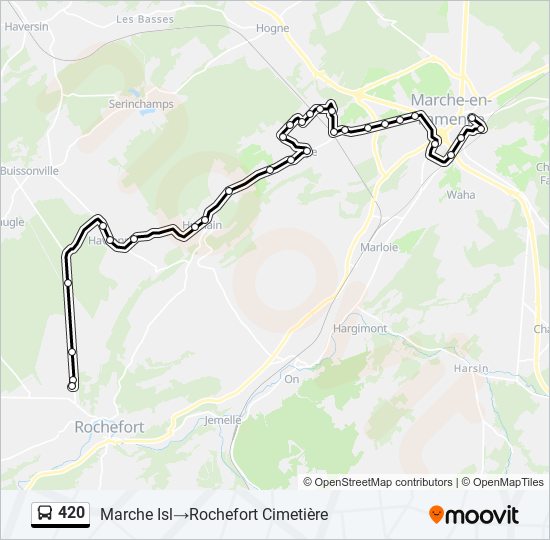 Plan de la ligne 420 de bus