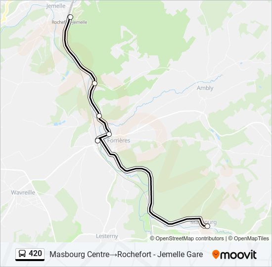 Plan de la ligne 420 de bus