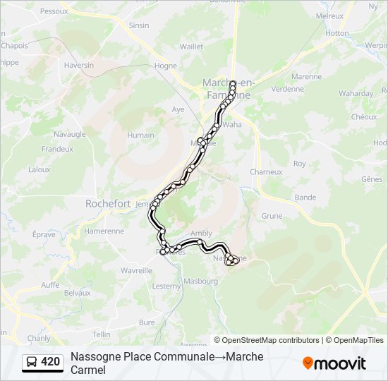 Plan de la ligne 420 de bus