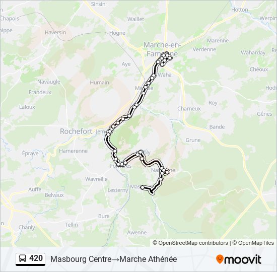 Plan de la ligne 420 de bus