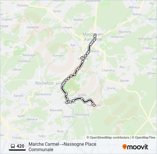 Plan de la ligne 420 de bus