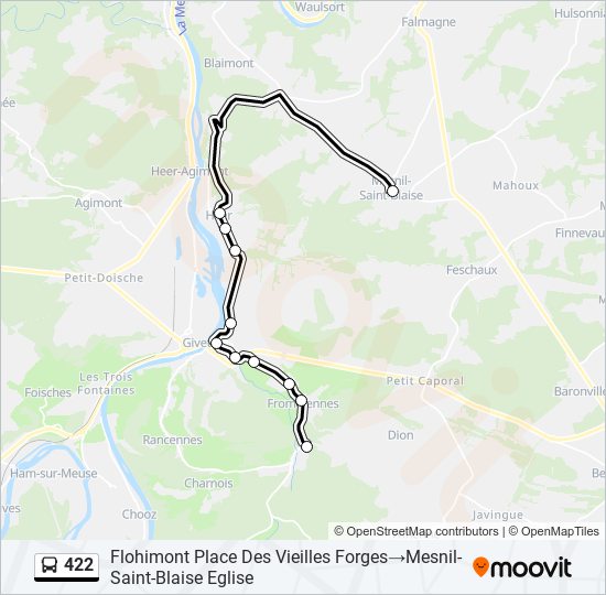 Plan de la ligne 422 de bus