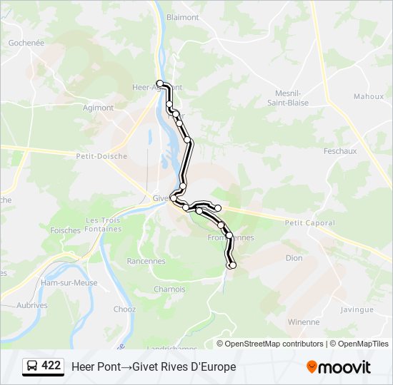 Plan de la ligne 422 de bus