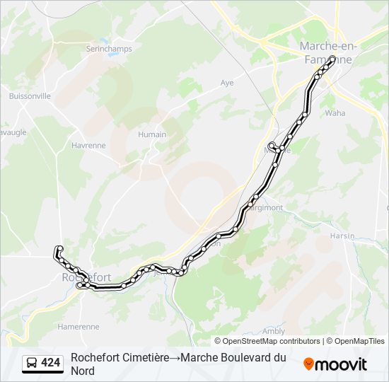 424 bus Line Map