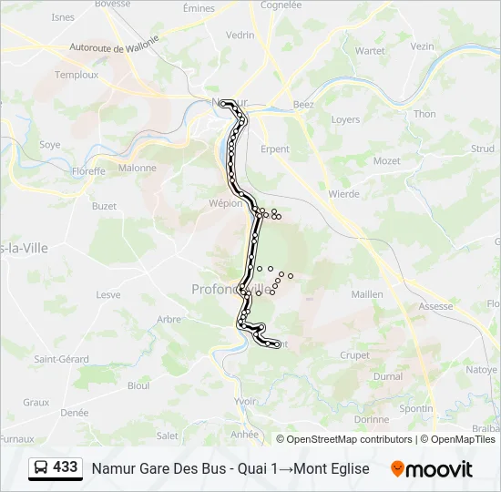433 Bus Line Map