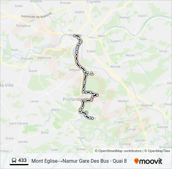 433 Bus Line Map