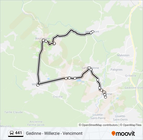 Plan de la ligne 441 de bus