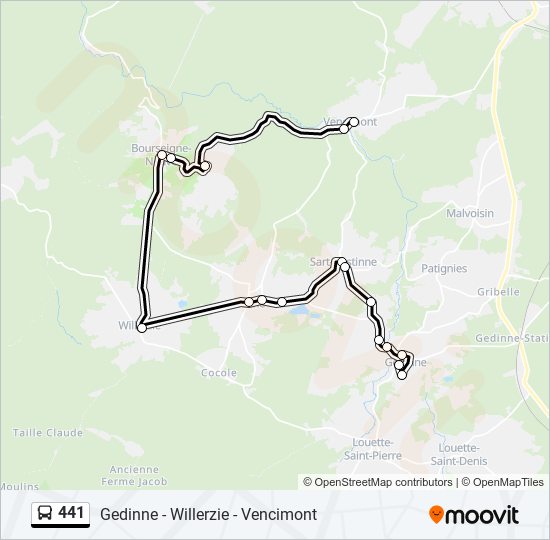 Plan de la ligne 441 de bus