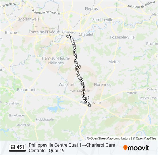 Plan de la ligne 451 de bus