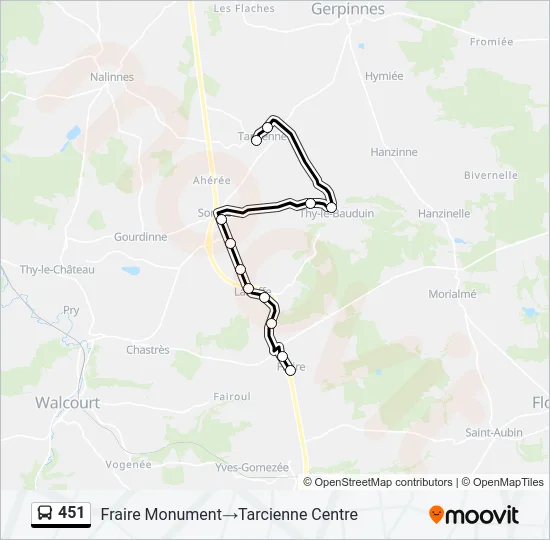 451 Bus Line Map