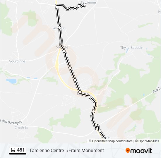 Plan de la ligne 451 de bus