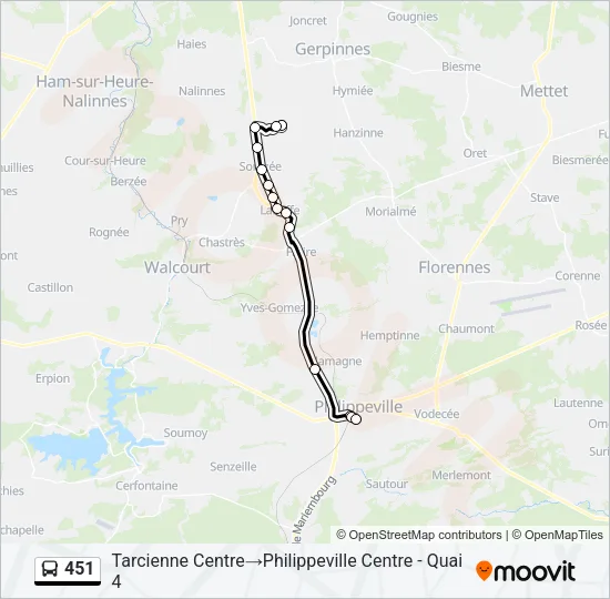451 Bus Line Map