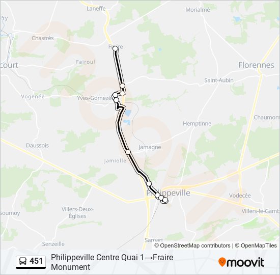 Plan de la ligne 451 de bus