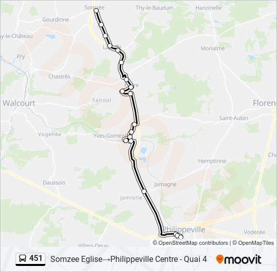 Plan de la ligne 451 de bus