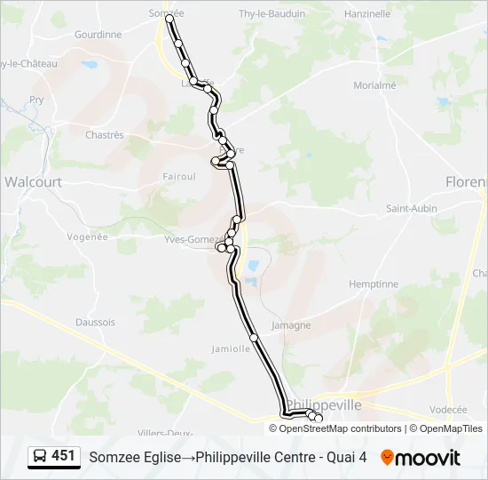 451 Bus Line Map