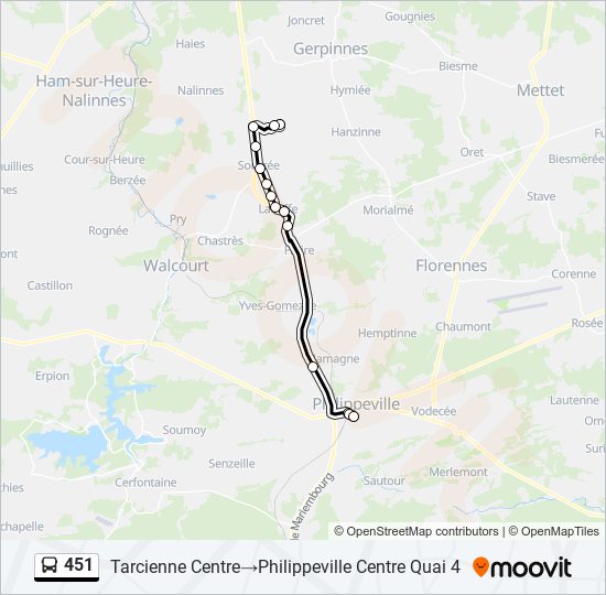 Plan de la ligne 451 de bus