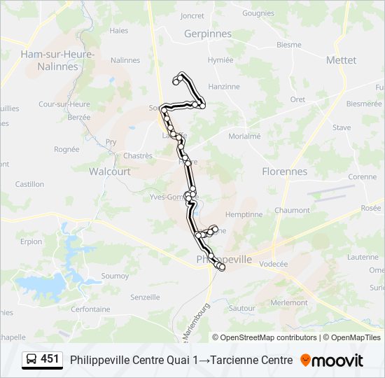 Plan de la ligne 451 de bus