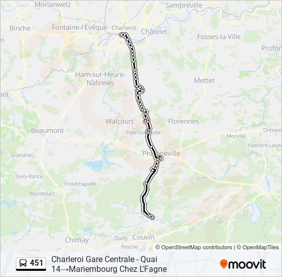 Plan de la ligne 451 de bus