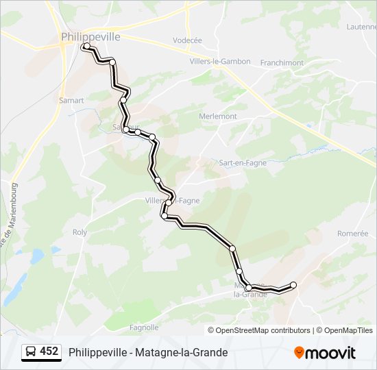 Plan de la ligne 452 de bus