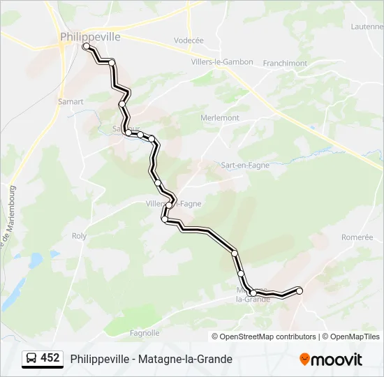 452 Bus Line Map