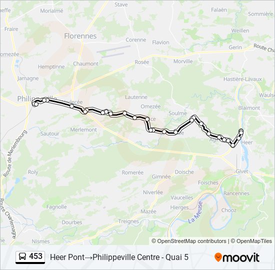 Plan de la ligne 453 de bus