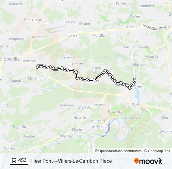 453 bus Line Map