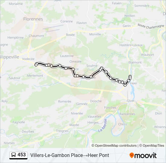 Plan de la ligne 453 de bus