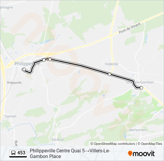 453 bus Line Map