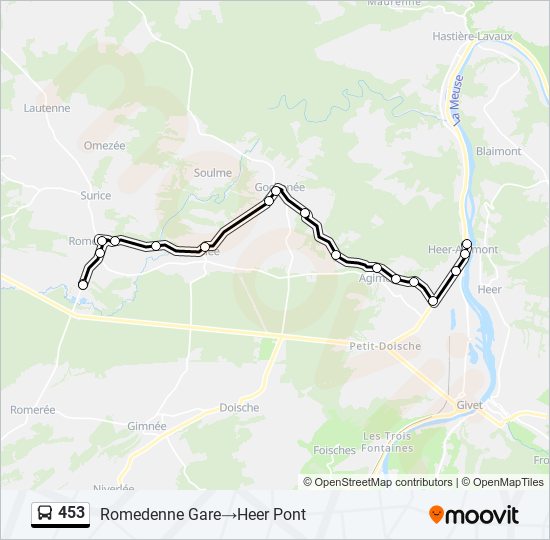 453 bus Line Map