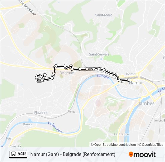 54R bus Line Map