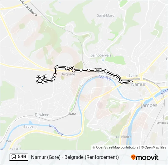 54R Bus Line Map