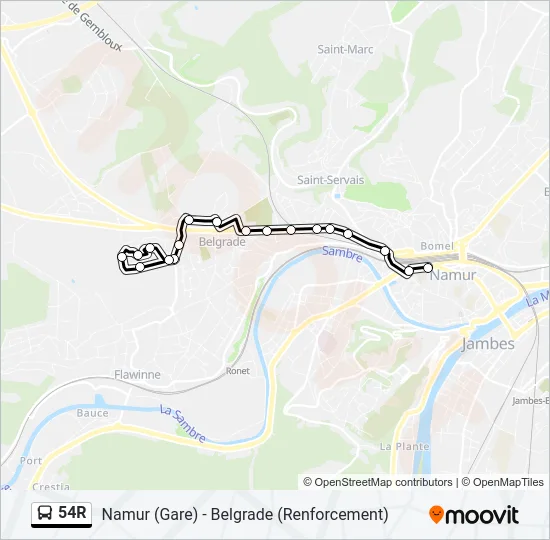 54R Bus Line Map