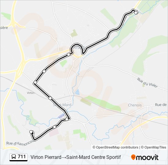 711 bus Line Map