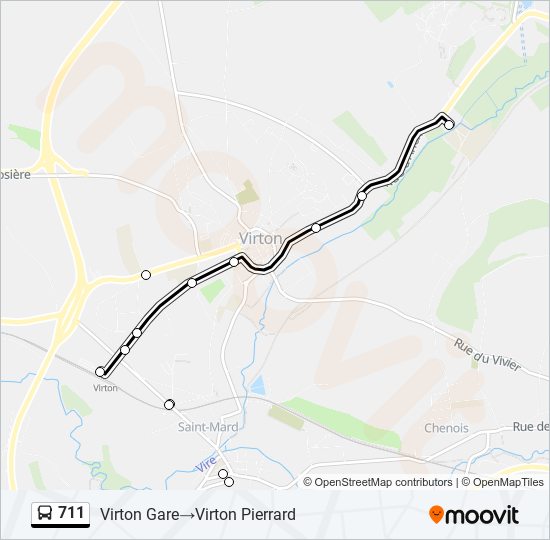 Plan de la ligne 711 de bus