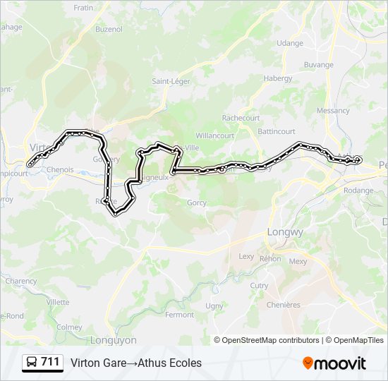 711 bus Line Map