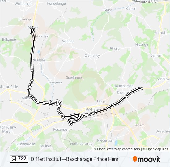 722 bus Line Map