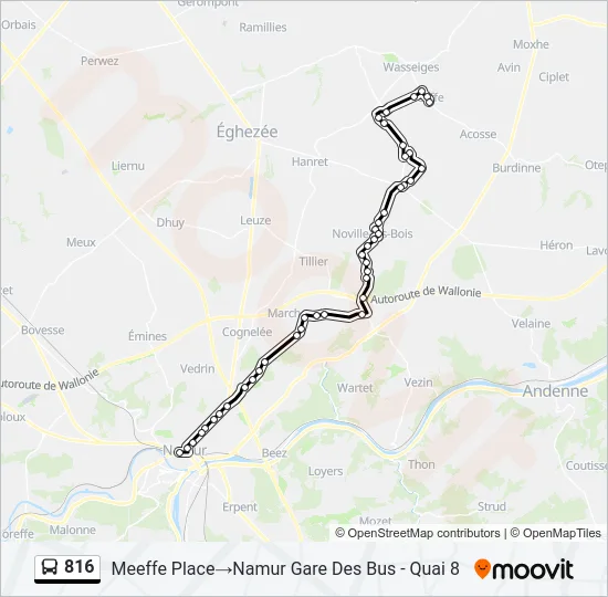 816 Bus Line Map