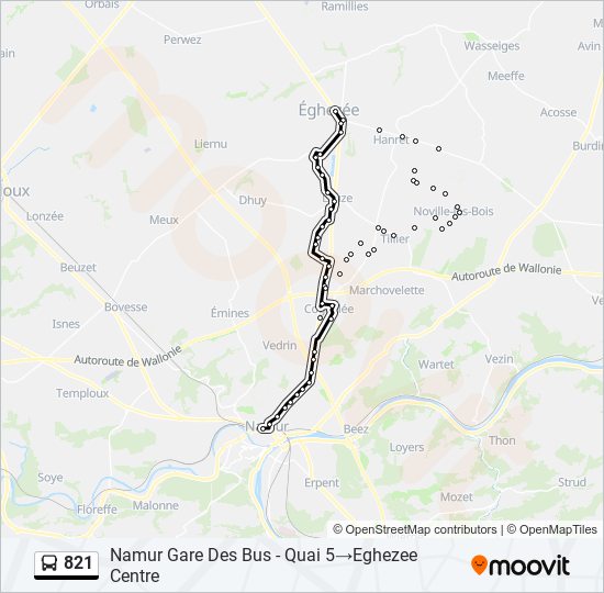 821 bus Line Map