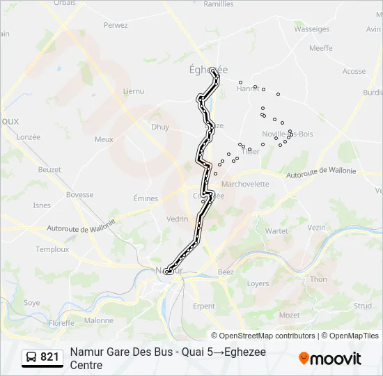 821 Bus Line Map