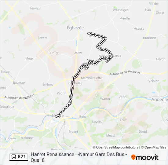 821 Bus Line Map
