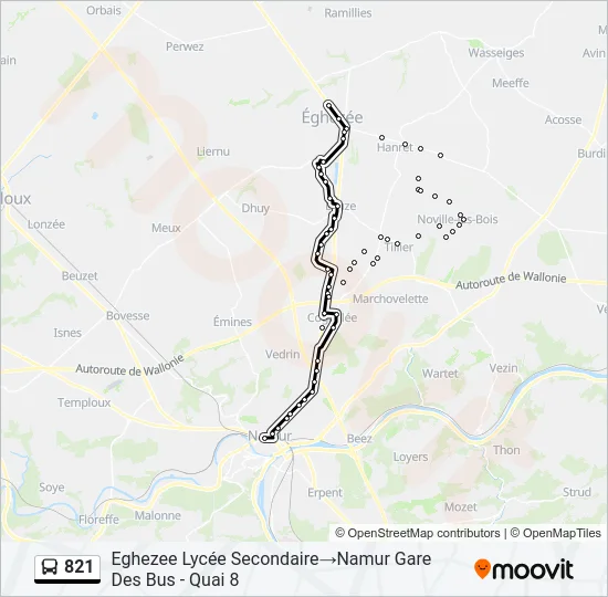 821 Bus Line Map