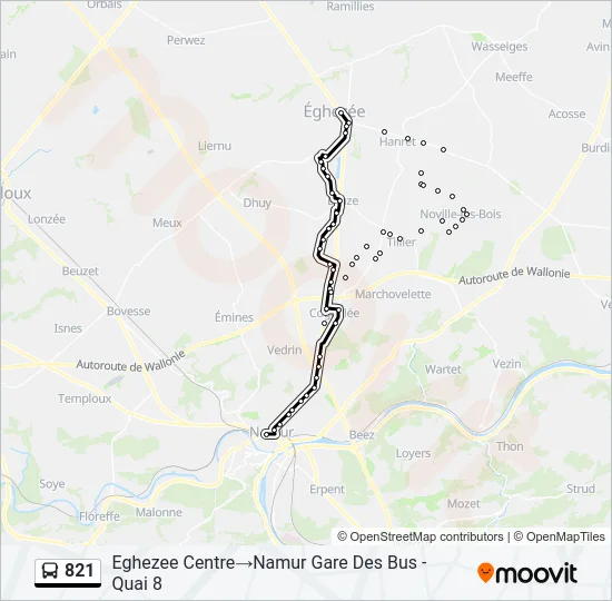 821 Bus Line Map