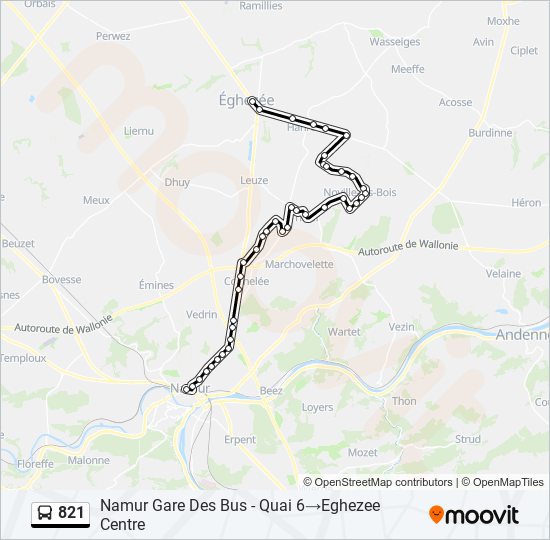 821 bus Line Map