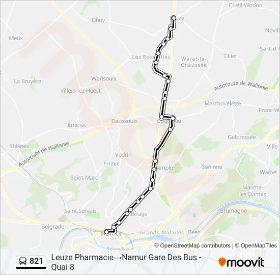 821 Bus Line Map